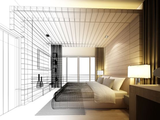 Skizze eines Schlafzimmers von Innenarchitekt bei Gmunden